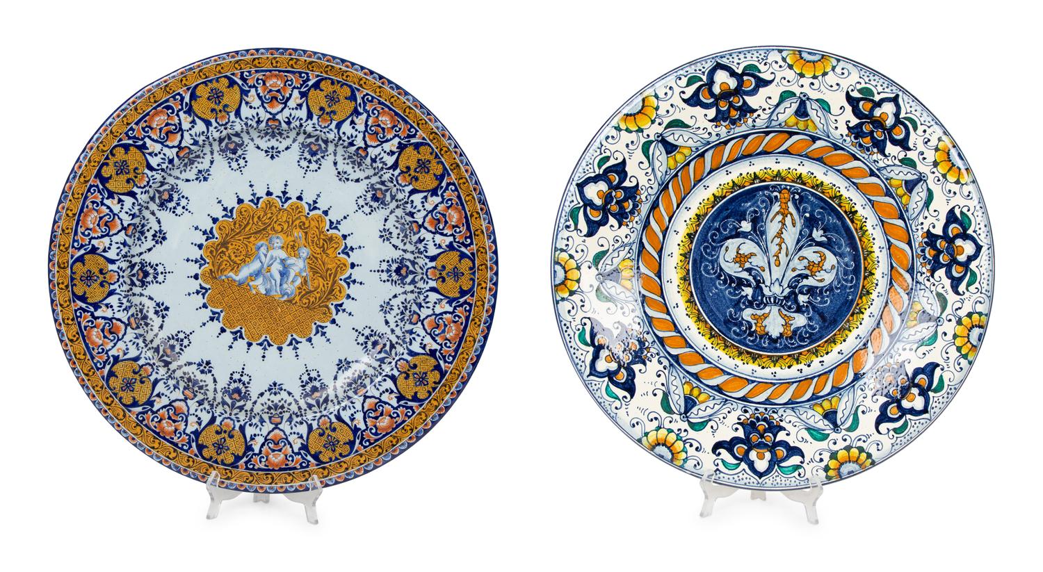Two Continental Majolica Chargers — 20TH CENTURY