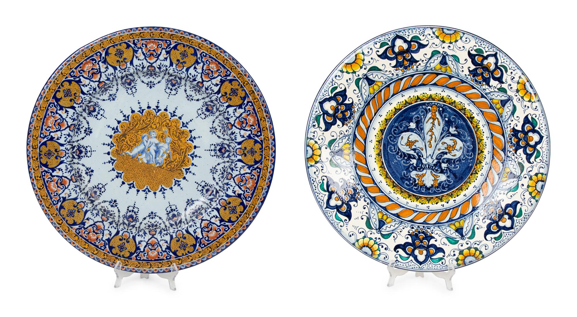Two Continental Majolica Chargers — 20TH CENTURY