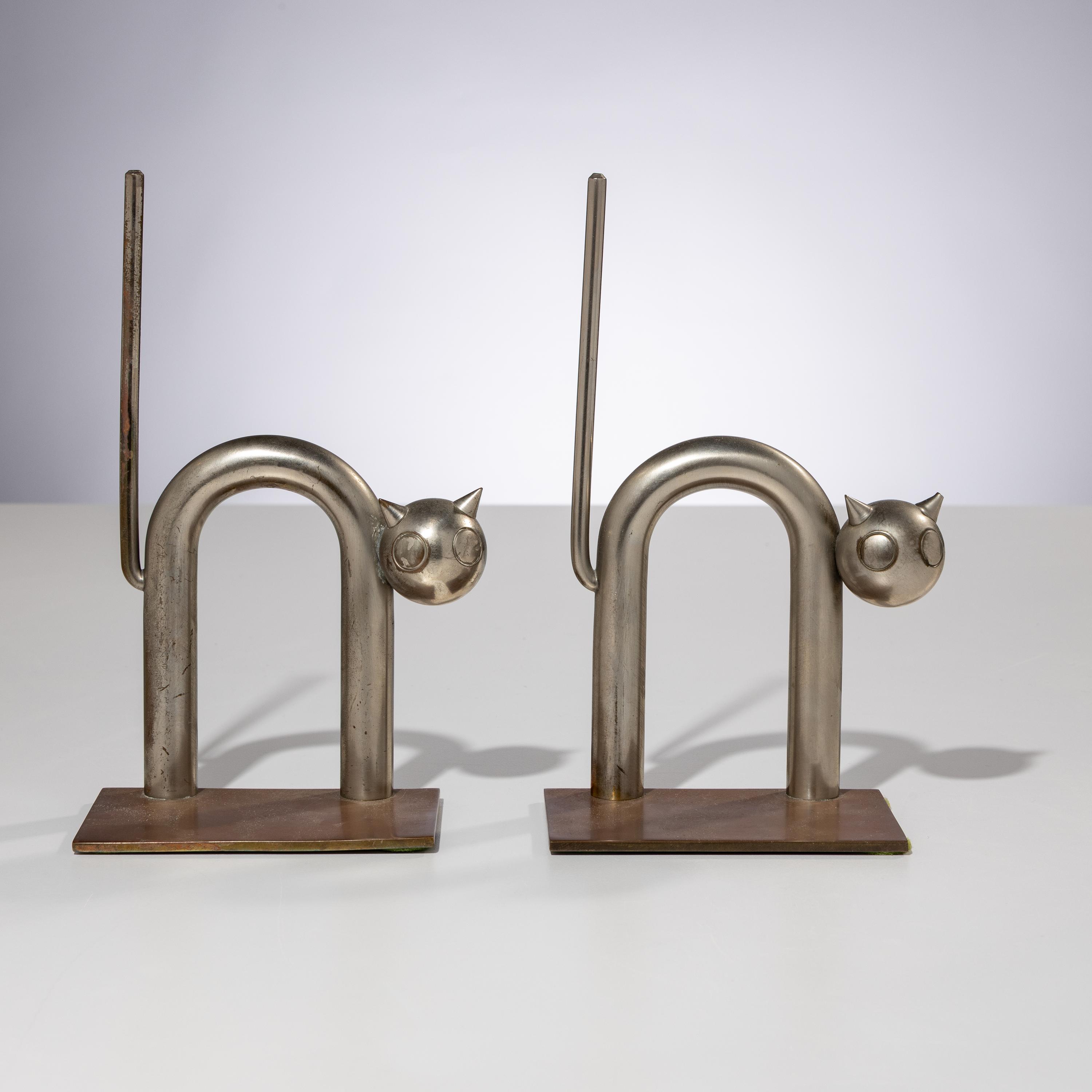 Walter Von Nessen (American, 1889–1943) — Cat Bookends, model 17042, c. 1930 for Chase Brass & Copper Co. New York