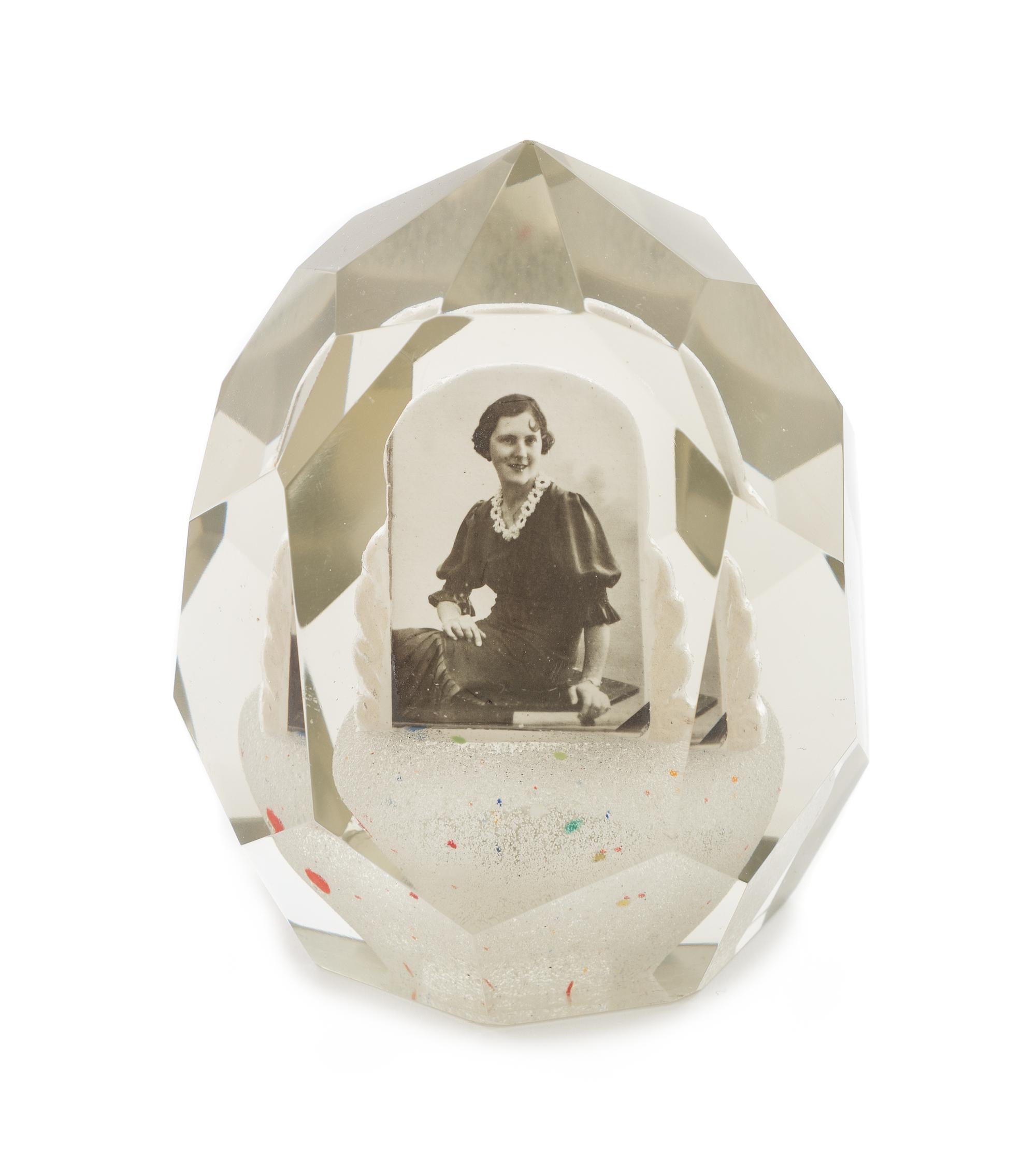 A Bohemian Photo Sulphide Paperweight Height 4 1/2 inches — 20TH CENTURY