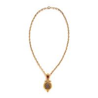 Multigem, Ancient Coin, and Yellow Gold Pendant Necklace