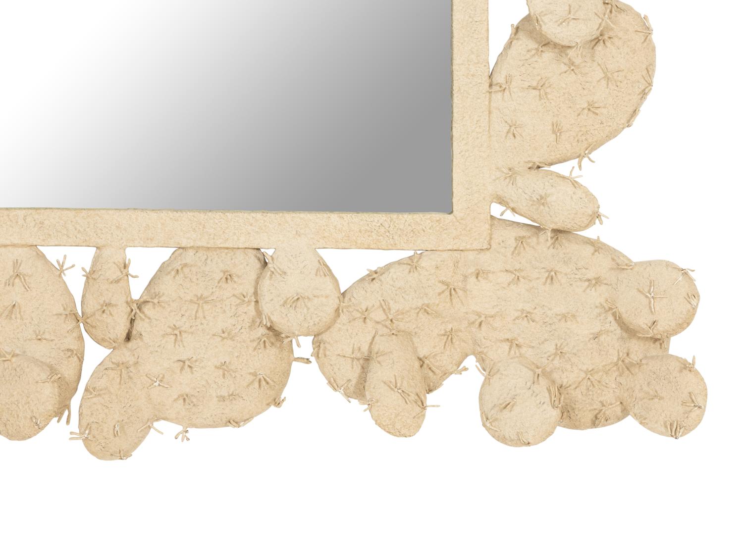 A Whimsical Painted Metal Cactus Framed Mirror