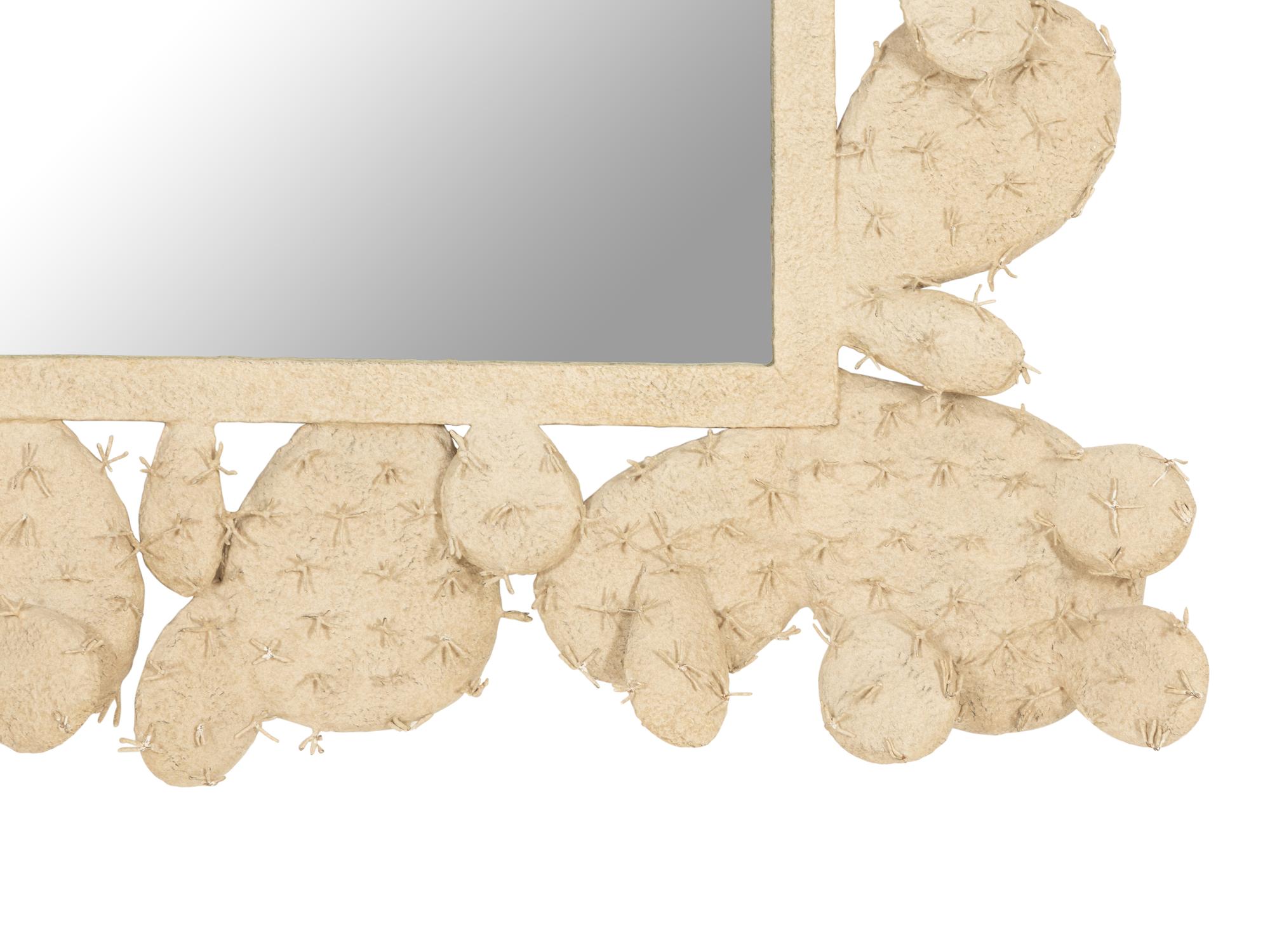 A Whimsical Painted Metal Cactus Framed Mirror