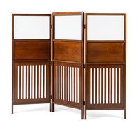 A Vienna Secession Mahogany and Frosted Glass Three-Panel Floor Screen