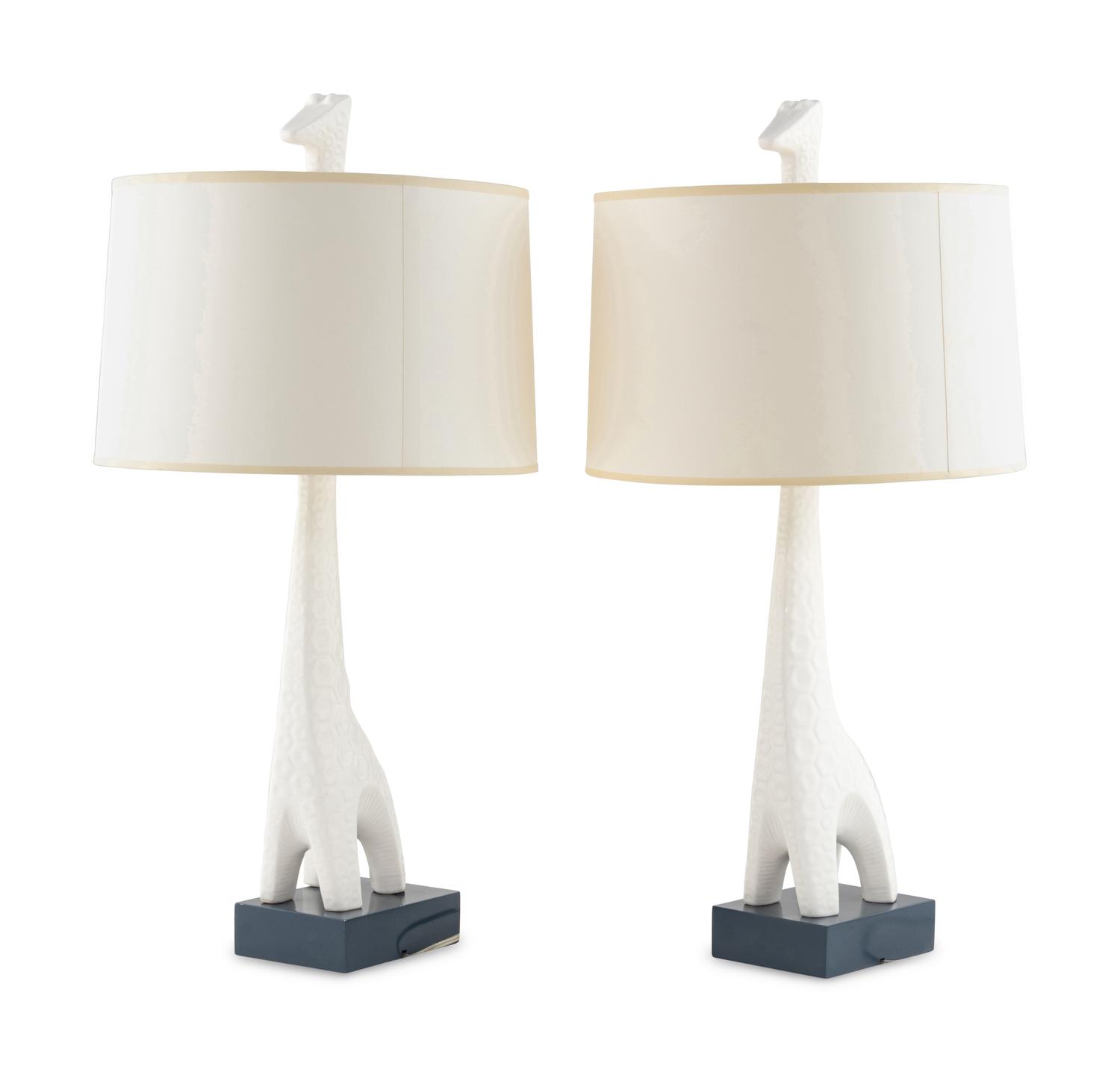 Pair of Giraffe Ceramic Table Lamps