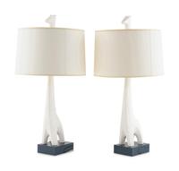 Pair of Giraffe Ceramic Table Lamps