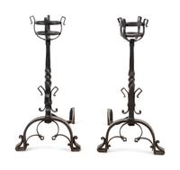 A Pair of Continental Iron Andirons