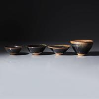 Four Chinese Jian-Type Tea Bowls — 建盞四件