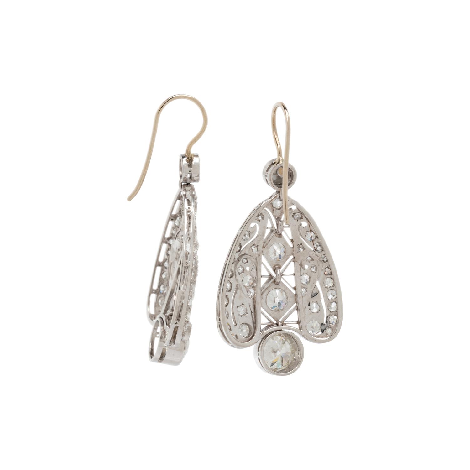 ART DECO, PLATINUM AND DIAMOND EARRINGS