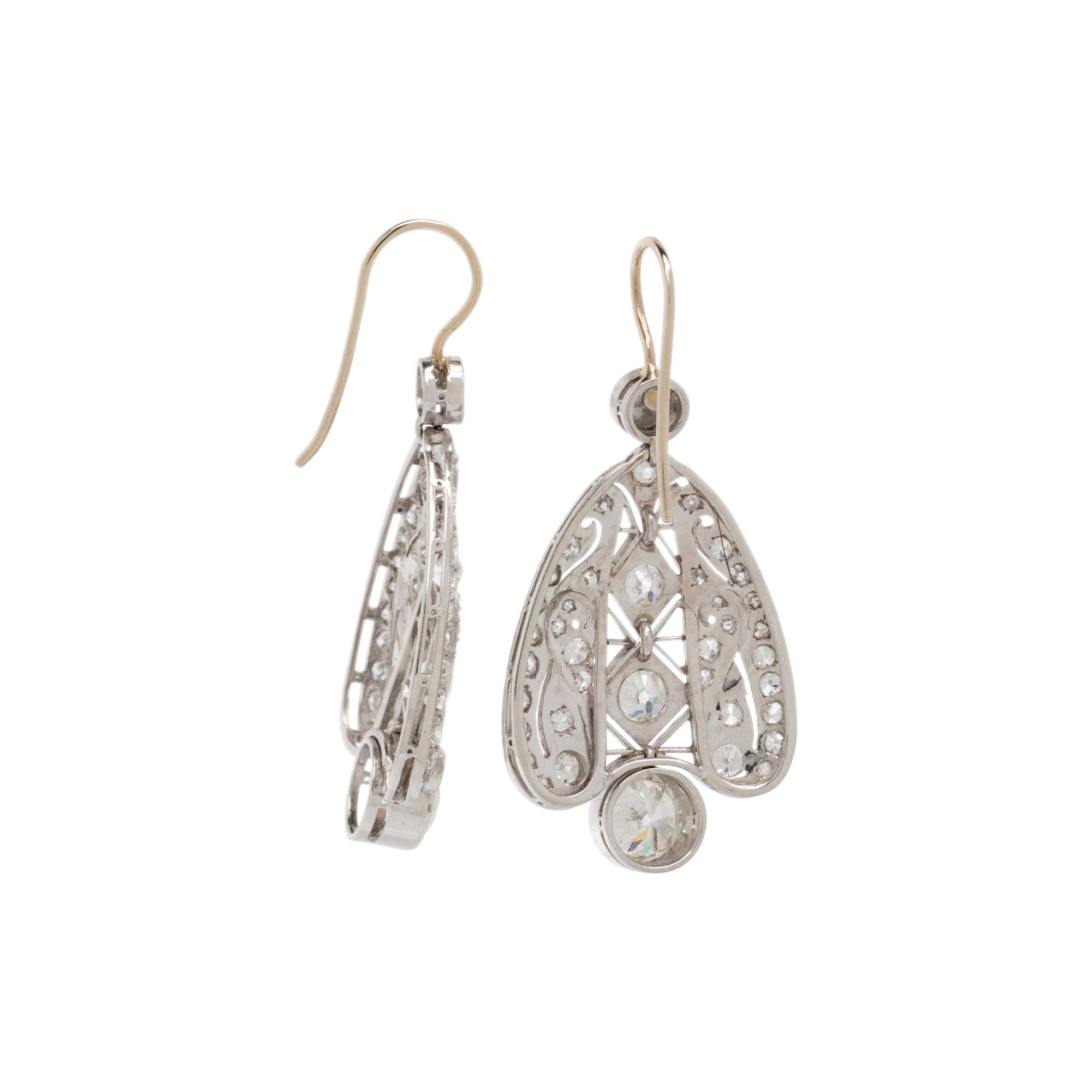 ART DECO, PLATINUM AND DIAMOND EARRINGS