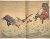 Toyohara Chikanobu (Japanese, 1838-1912) and Utagawa Ginjiro (Utagawa Kunimine ) (Japanese, 1861-1944), Two Woodblock Triptychs