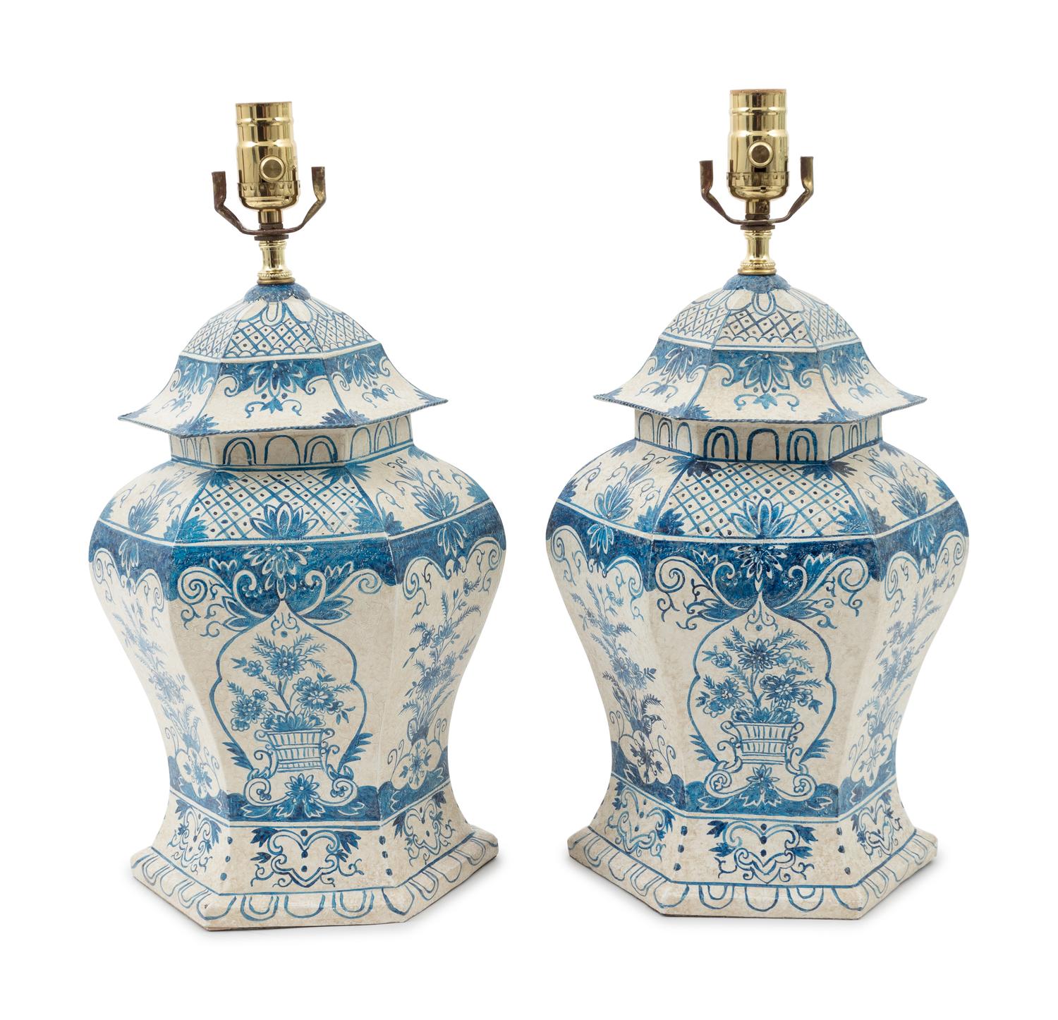 A Pair of Tole Peinte Table Lamps — 20TH CENTURY