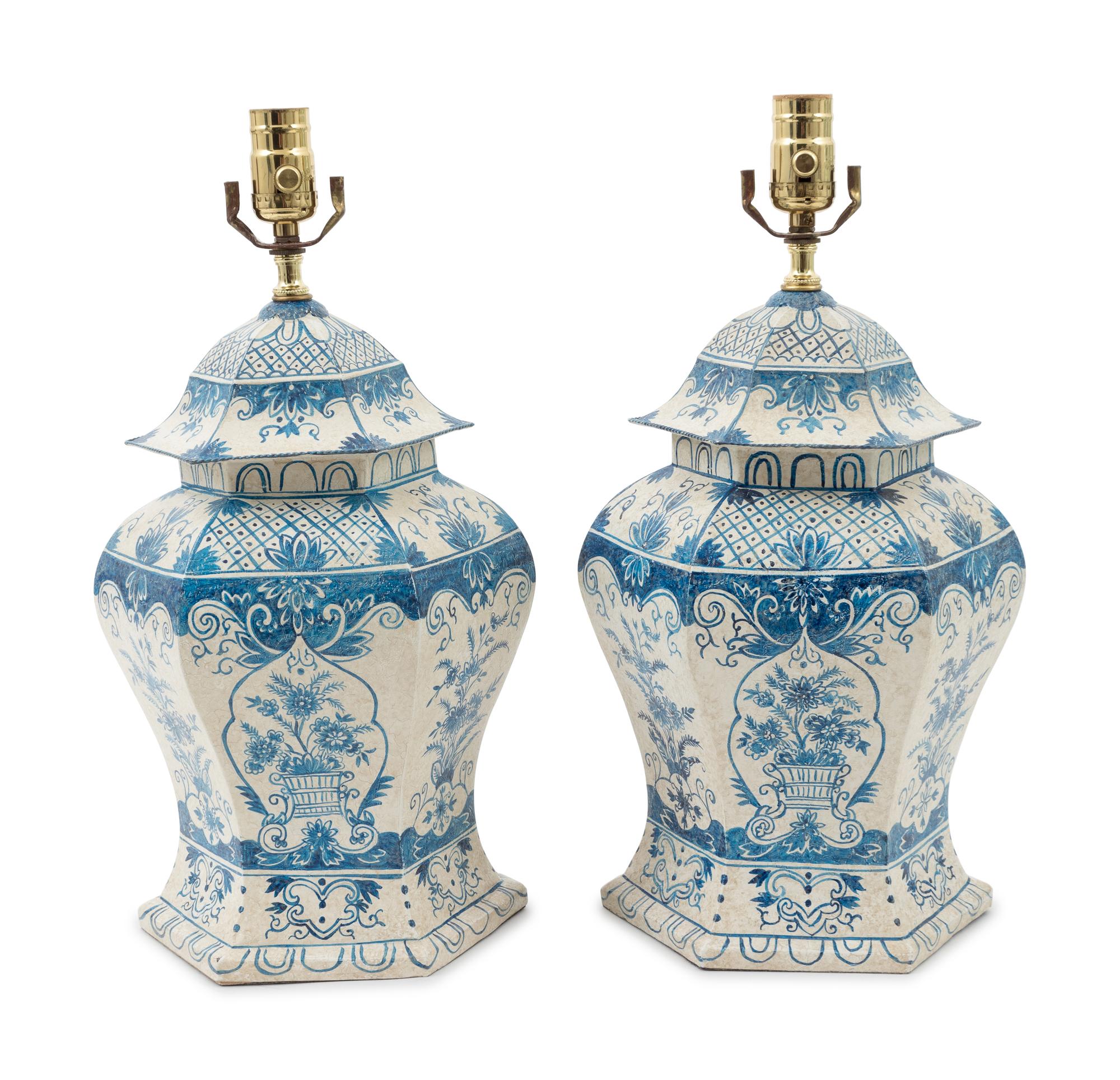 A Pair of Tole Peinte Table Lamps — 20TH CENTURY