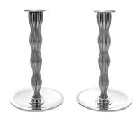 A Pair of Danish Silver Candlesticks, Designed by Svend Weihrauch for Frantz Hingelberg, Aarhus, Mid-20th Century, of tapered and undul