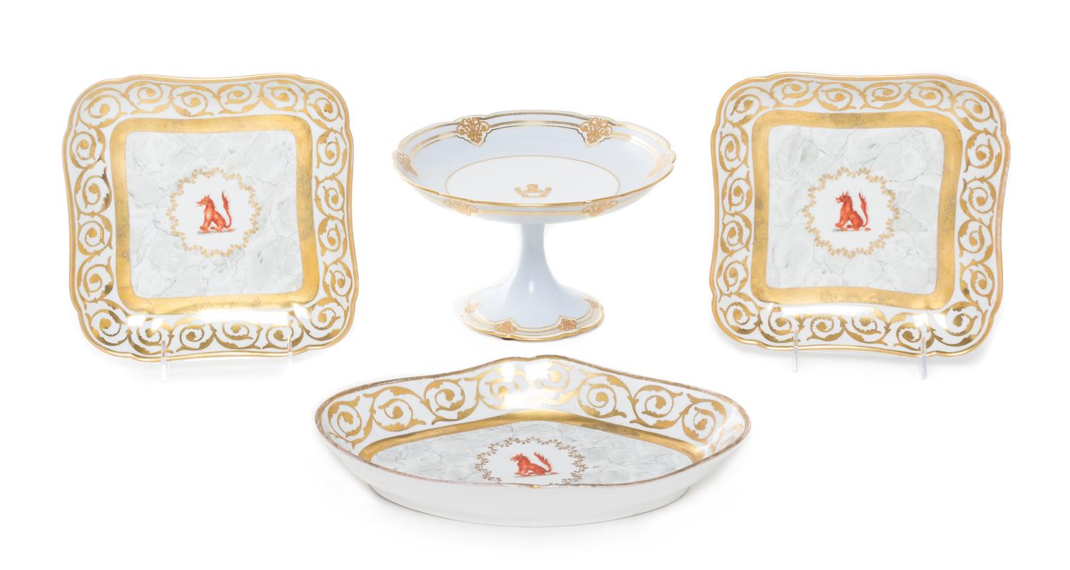 A Group of Four Porcelain Table Articles Height of compote 5 1/2 inches. — 19TH CENTURY