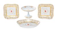 A Group of Four Porcelain Table Articles Height of compote 5 1/2 inches. — 19TH CENTURY