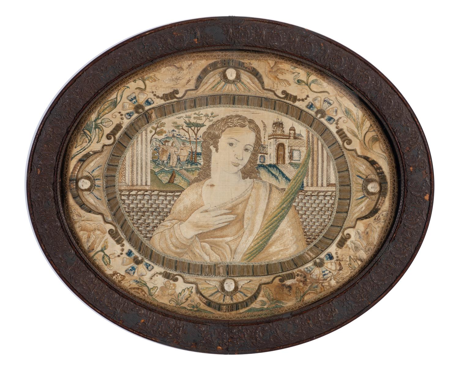 An English Embroidered Portrait Panel