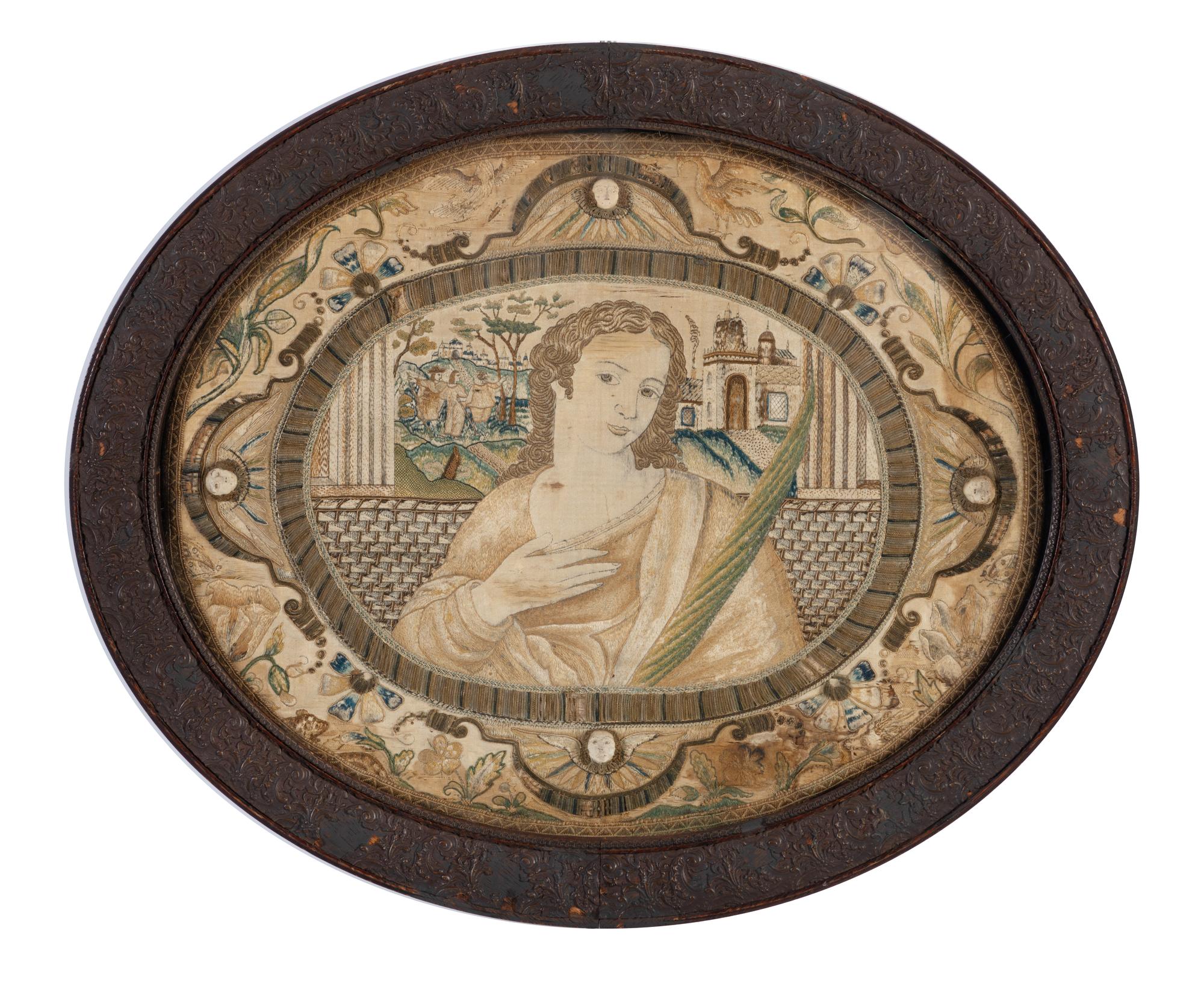 An English Embroidered Portrait Panel