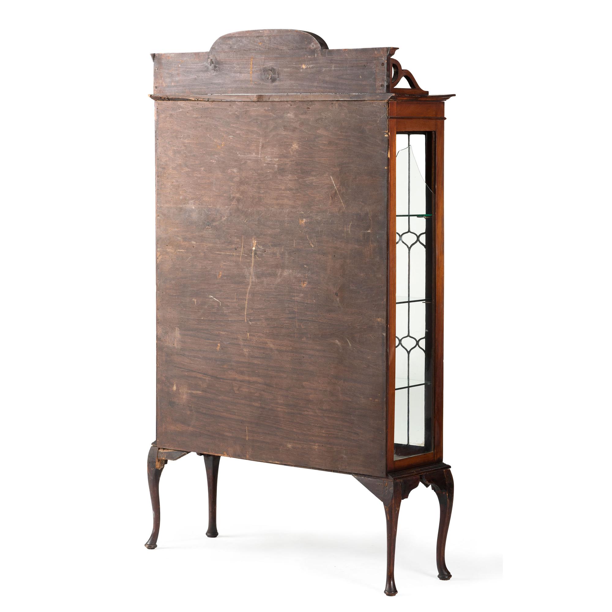 An Aesthetic Movement Inlaid Mahogany Vitrine Cabinet