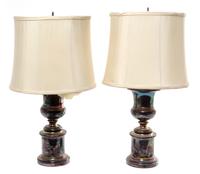 A Pair of Silver-plate Urns Height of urns 12 inches. — 20TH CENTURY