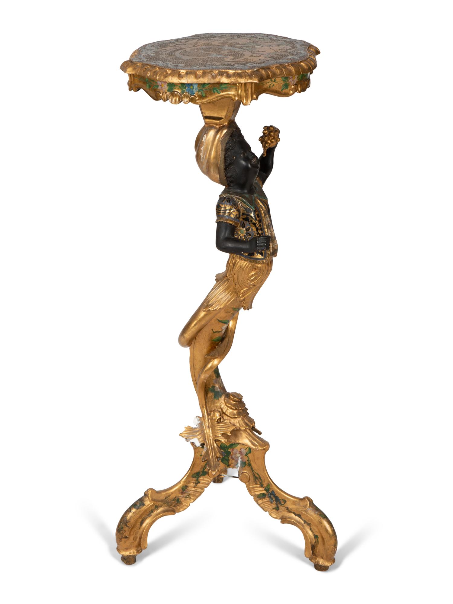 A Venetian Giltwood and Polychrome Figural Pedestal — LATE 19TH/EARLY 20TH CENTURY
