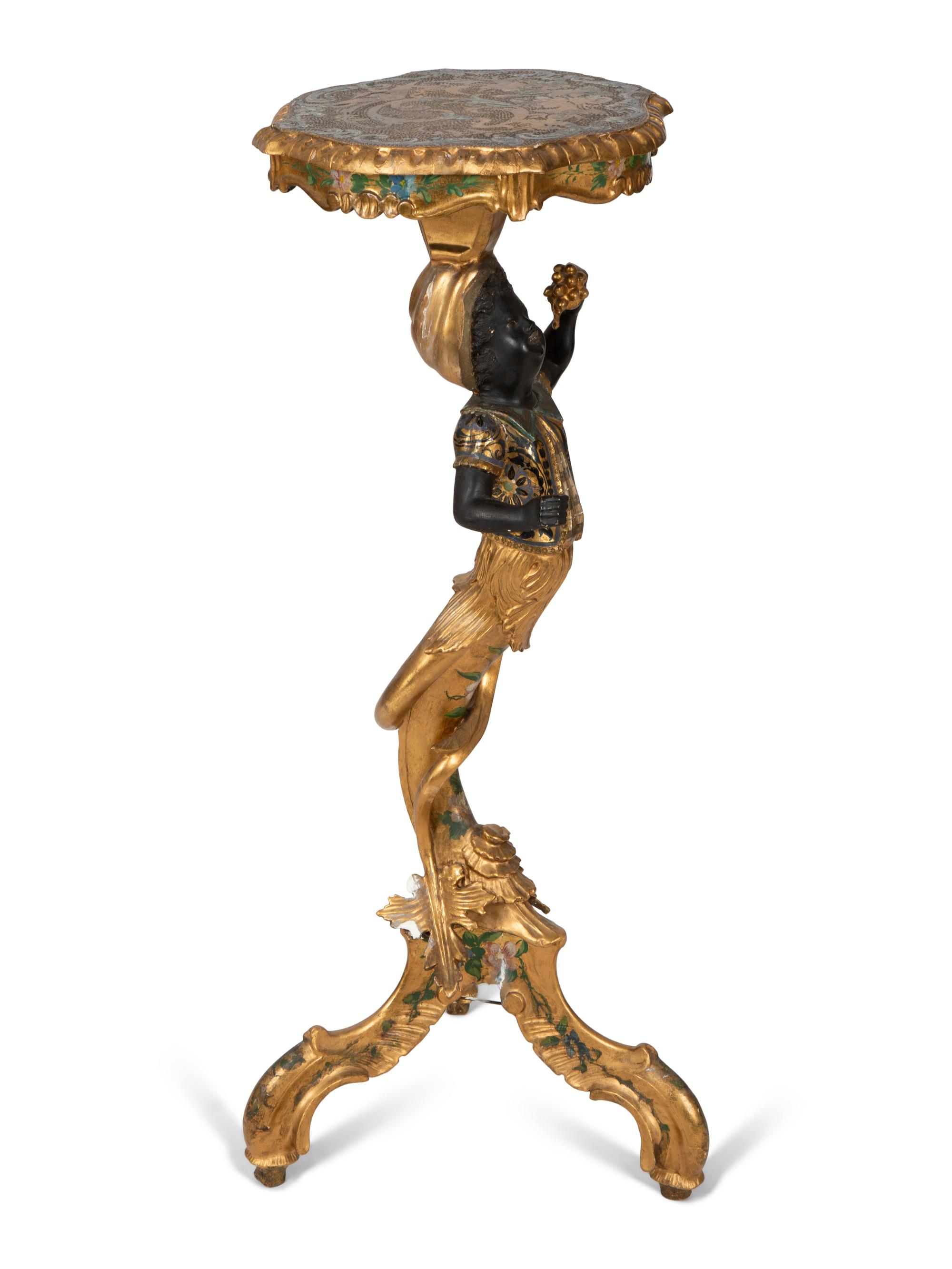 A Venetian Giltwood and Polychrome Figural Pedestal — LATE 19TH/EARLY 20TH CENTURY