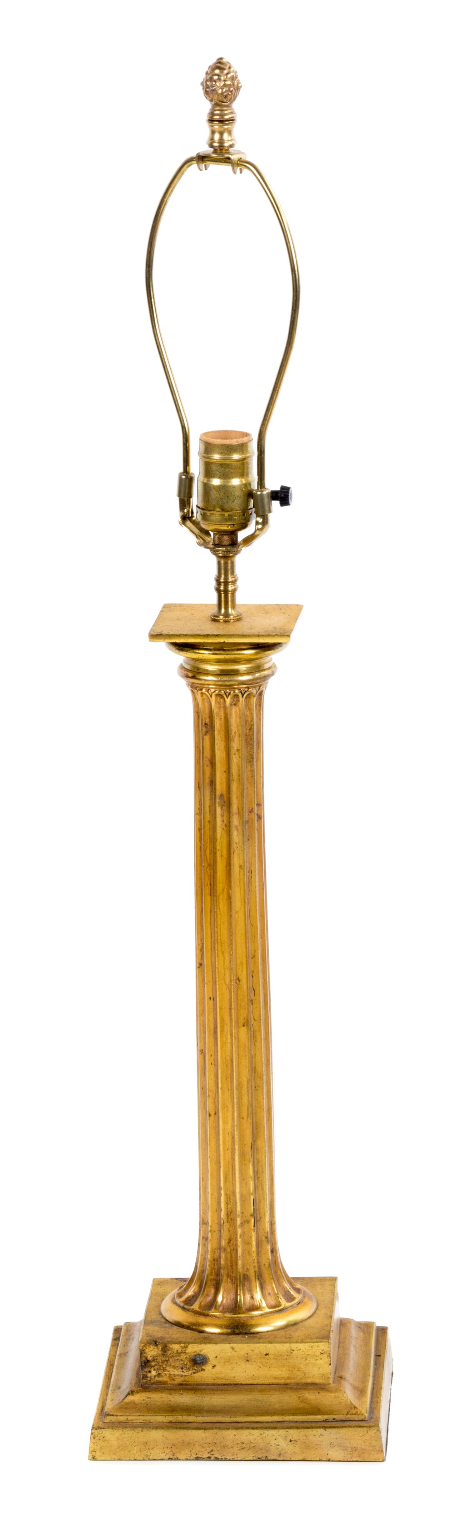 A Pair of Polychrome and Gilt Persian Style Lamps Height of first 25 3/4 inches. — 20TH CENTURY
