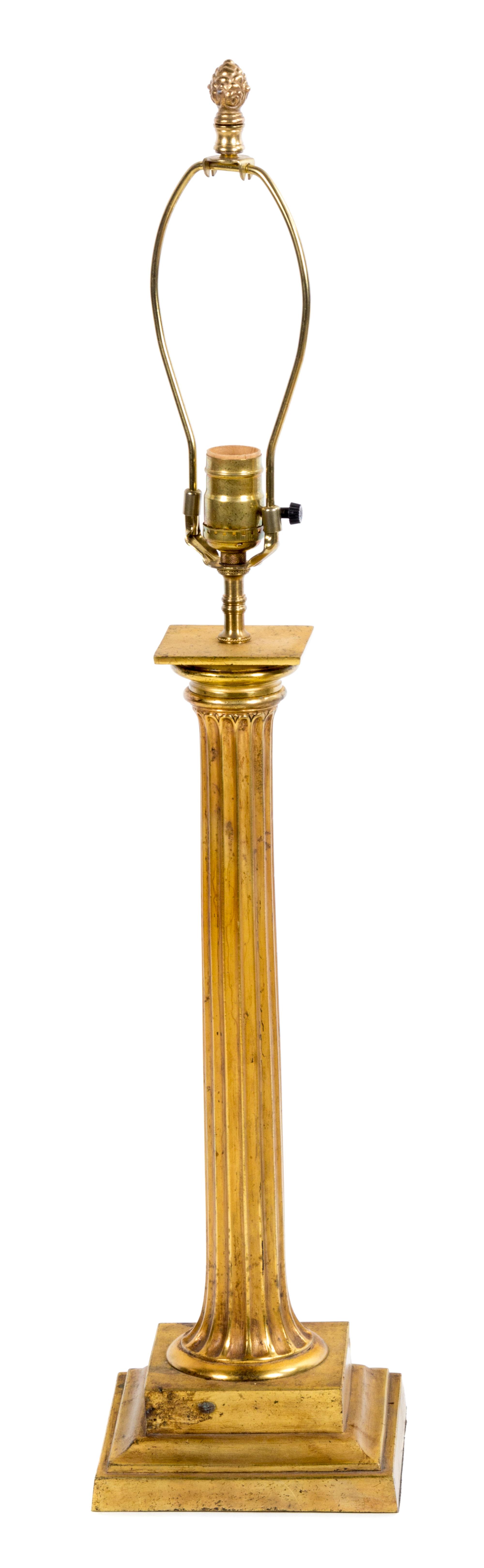 A Pair of Polychrome and Gilt Persian Style Lamps Height of first 25 3/4 inches. — 20TH CENTURY