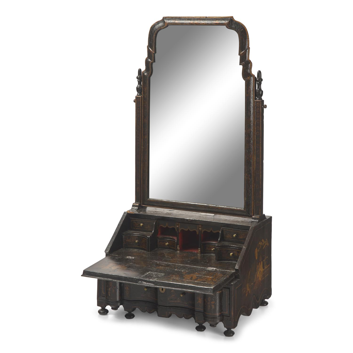 A Queen Anne Japanned Dressing Mirror
