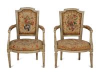 A Pair of Louis XVI Painted Fauteuils