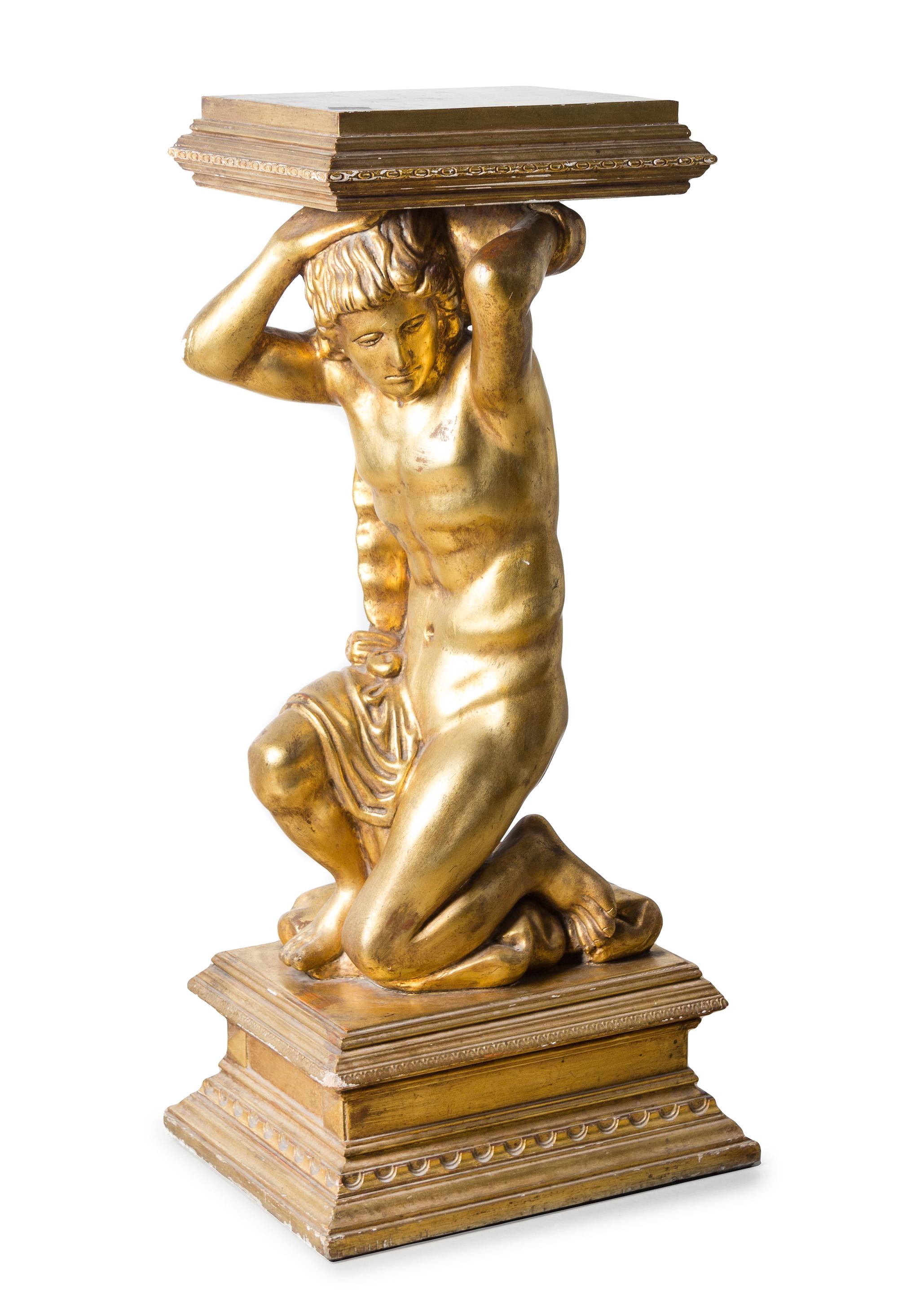 A Continental Giltwood Figural Pedestal Height 42 inches. — 20TH CENTURY