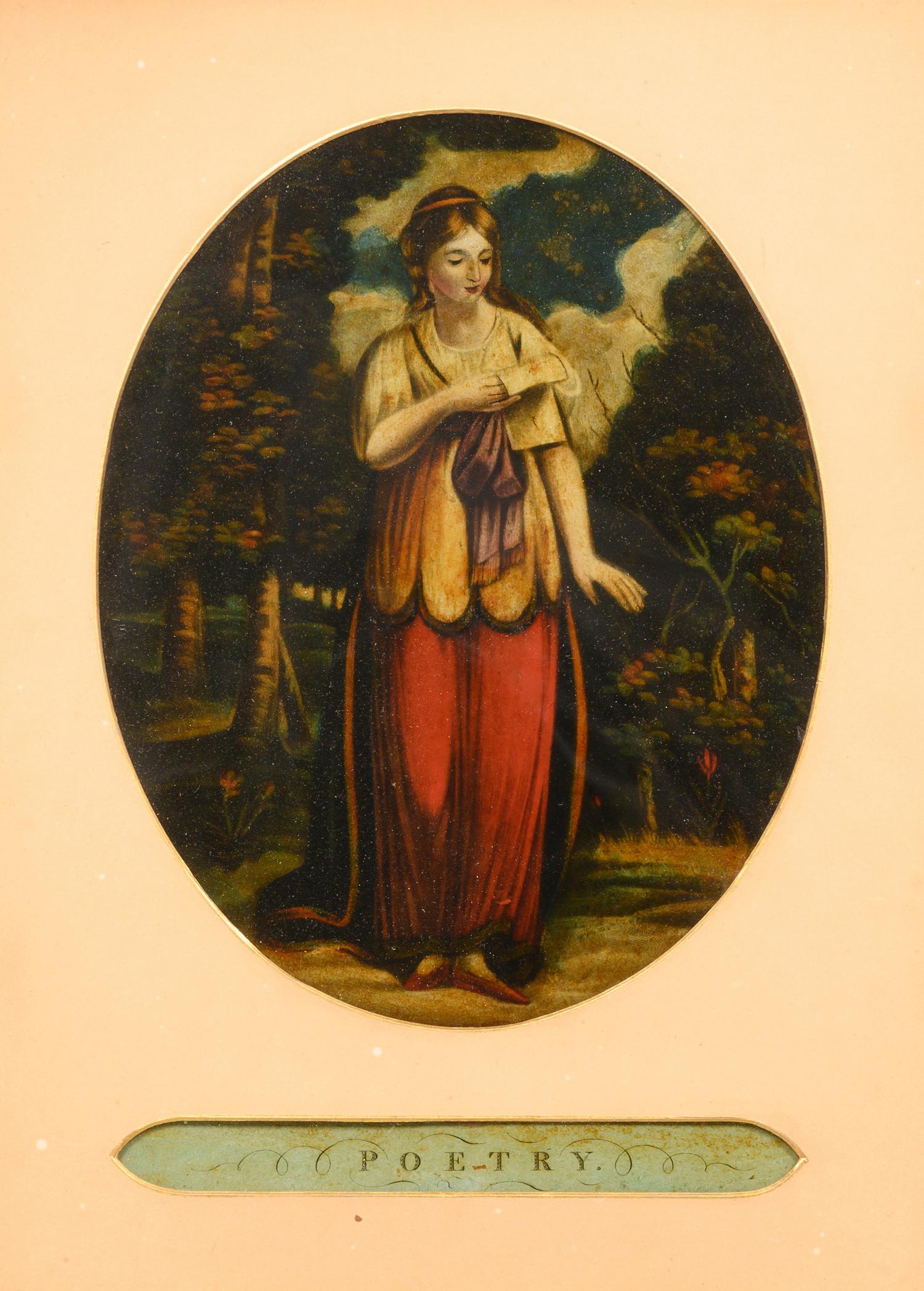 An English Allegorical Mezzotint on Glass ( 19th Century)