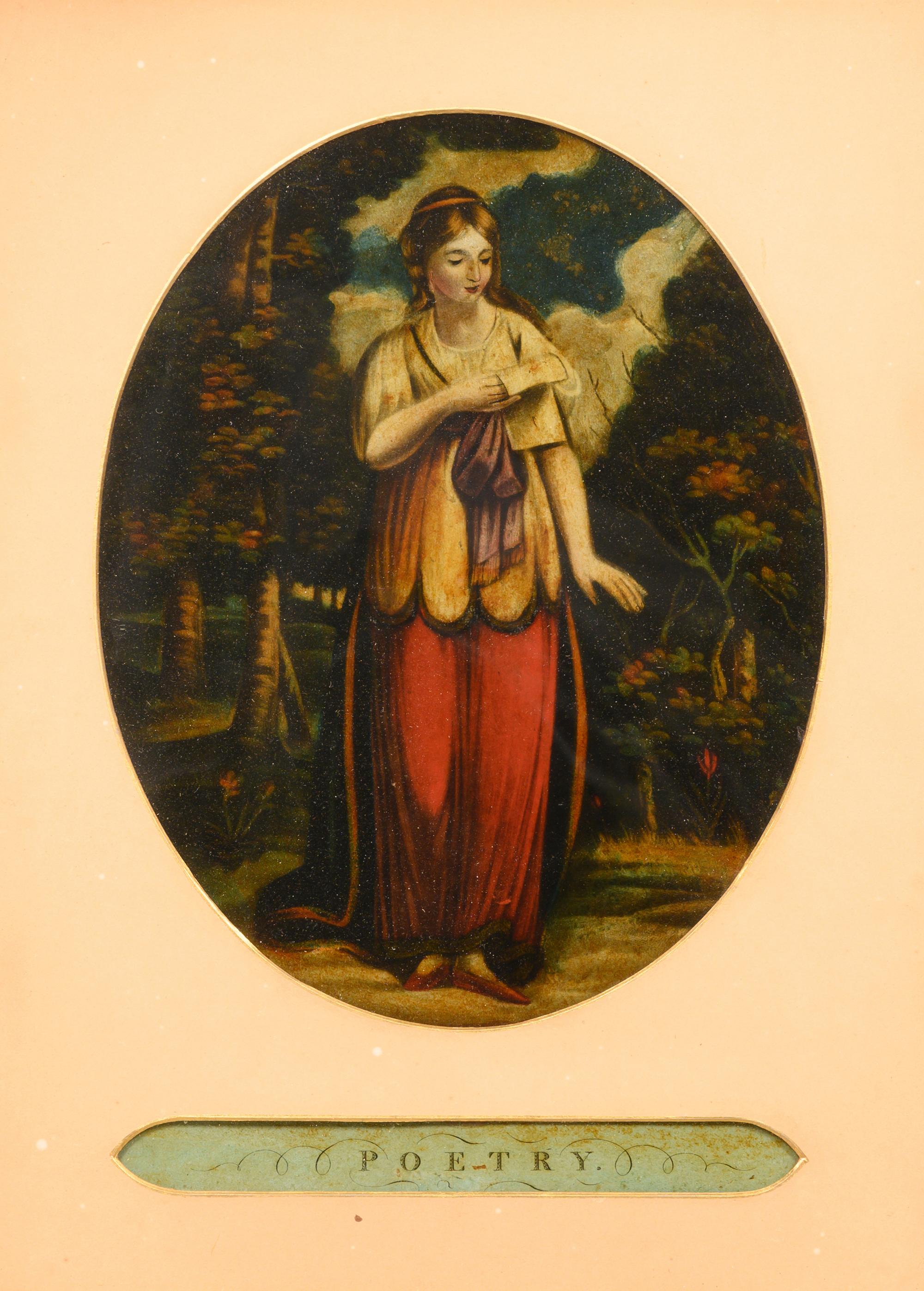 An English Allegorical Mezzotint on Glass ( 19th Century)