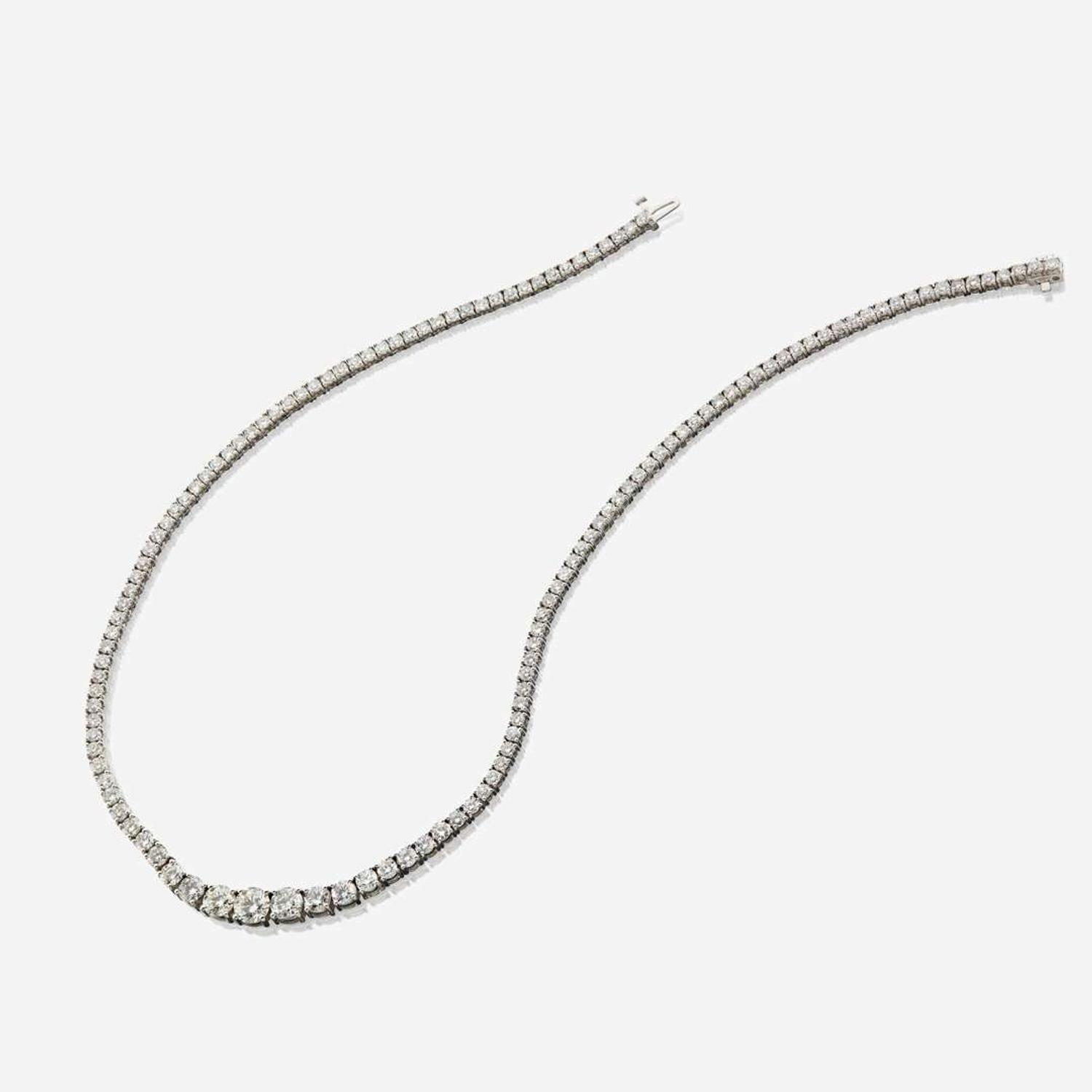 A diamond and white gold rivière necklace