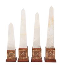 A Group of Four Rock Crystal and Marquetry Obelisks