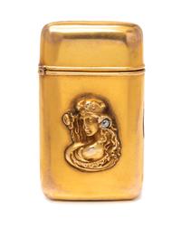 An Art Nouveau Yellow Gold and Diamond Vesta Case, 16.60 dwts.
