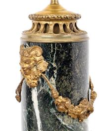 A Pair of Continental Gilt Metal Mounted Marble Lamps