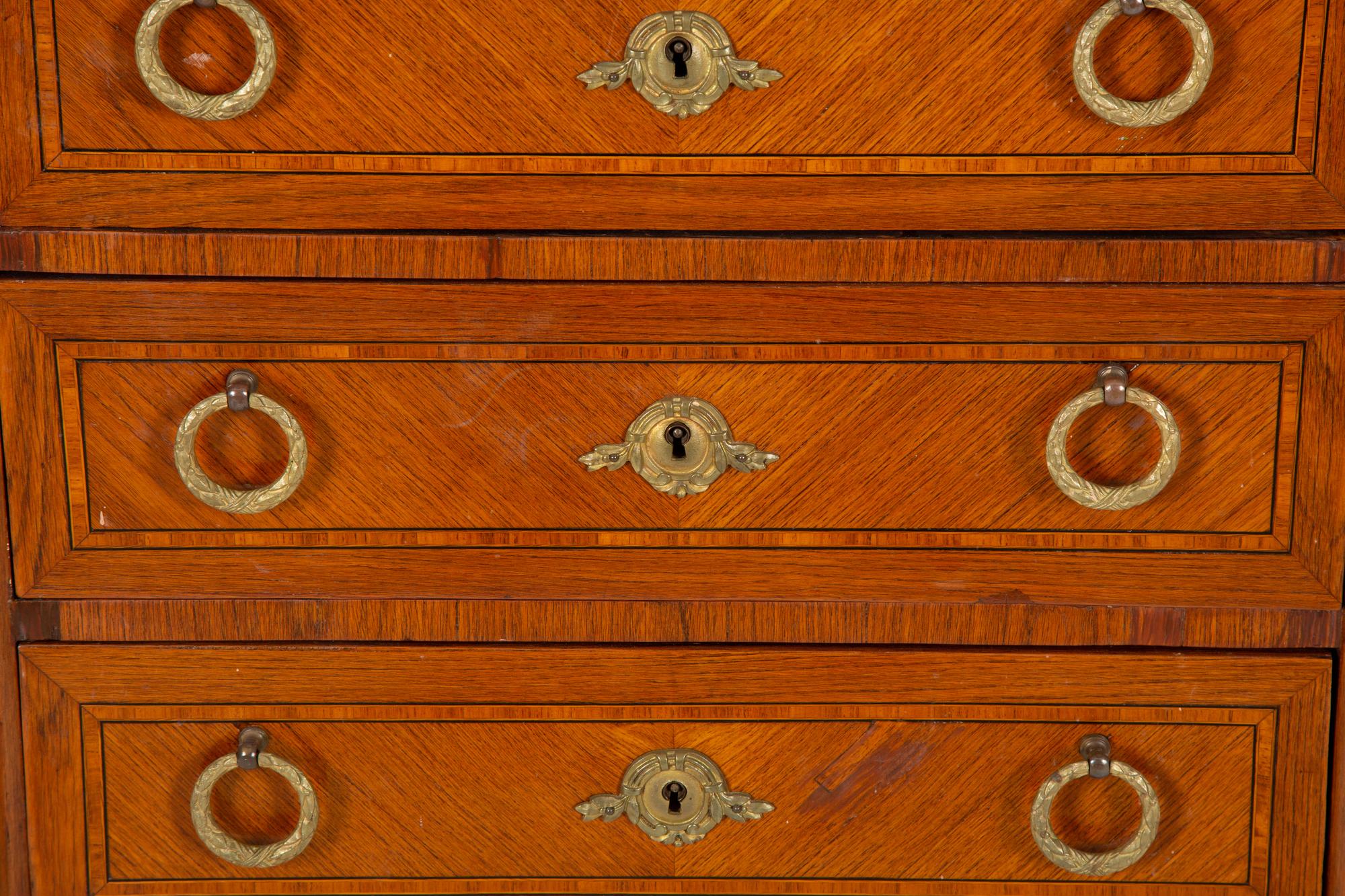 A Louis XVI Style Marble Top Semanier