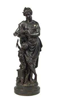 A French Cast Metal Figural Group, after Albert Ernest Carrier-Belleuse (1824-1887), Height 32 inches.