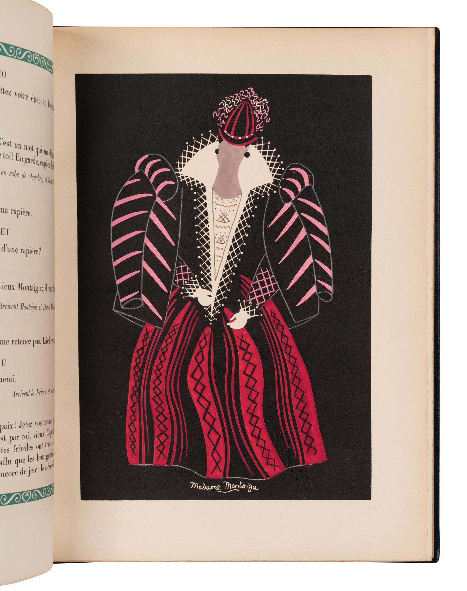 [ARTIST'S BOOK]. SHAKESPEARE, William (1564-1616). Roméo et Juliette, Prétexte a Mise en Scène par Jean Cocteau, d’après le Drame de William Shakespeare. Décors et Costumes de Jean Hugo. Paris: Au Sans Pareil, 1926.