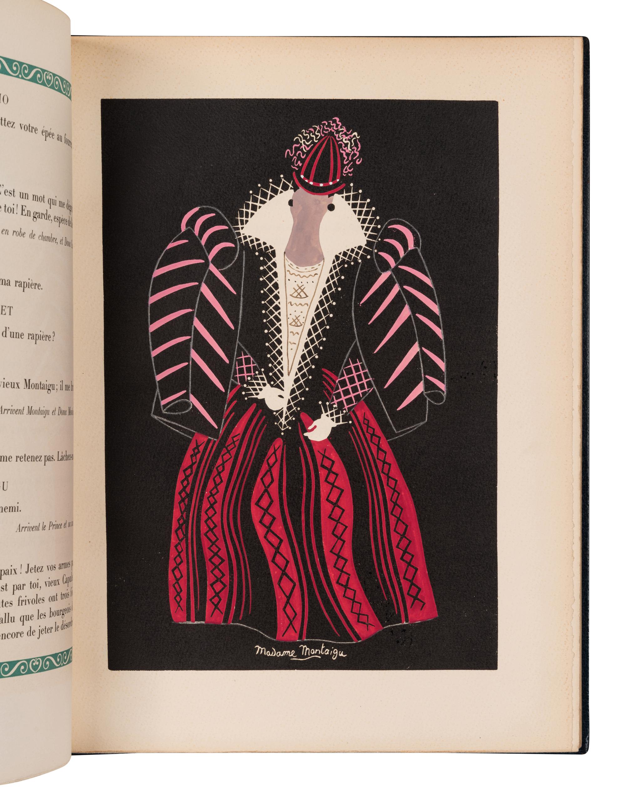 [ARTIST'S BOOK]. SHAKESPEARE, William (1564-1616). Roméo et Juliette, Prétexte a Mise en Scène par Jean Cocteau, d’après le Drame de William Shakespeare. Décors et Costumes de Jean Hugo. Paris: Au Sans Pareil, 1926.