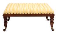 A Regency Mahogany Button-Tufted Upholstered Ottoman Height 16 x width 36 x depth 36 inches. — 19TH CENTURY