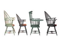 Seven Painted Windsor Doll's Chairs