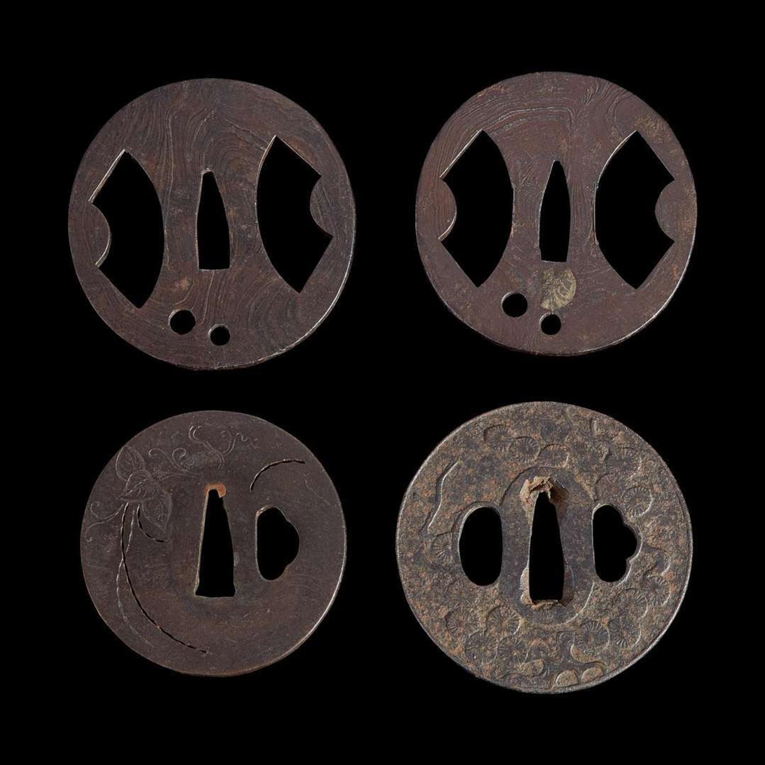Group of nine Japanese tsuba Meiji period and earlier