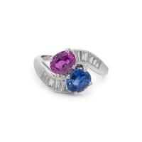 SAPPHIRE, PINK SAPPHIRE AND DIAMOND 'TOI ET MOI' RING