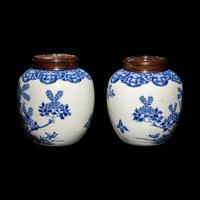 A Pair of Chinese Blue and White Porcelain 'Peonies and Pheasant' Ginger Jars, Guangxu Period 清光緒 青花牡丹錦鷄圖蓋罐一對