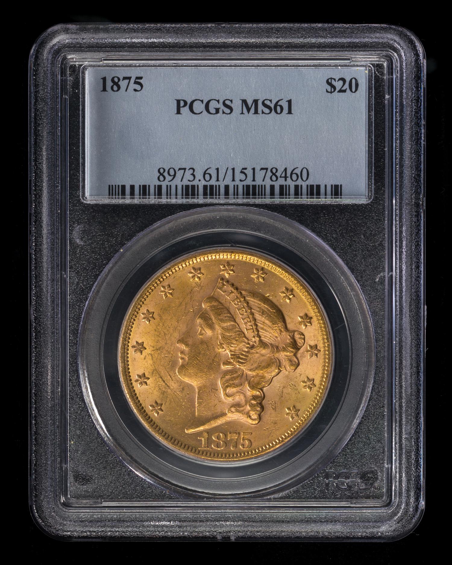 A United States 1875 Liberty Head $20 Gold Coin