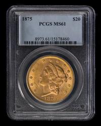 A United States 1875 Liberty Head $20 Gold Coin