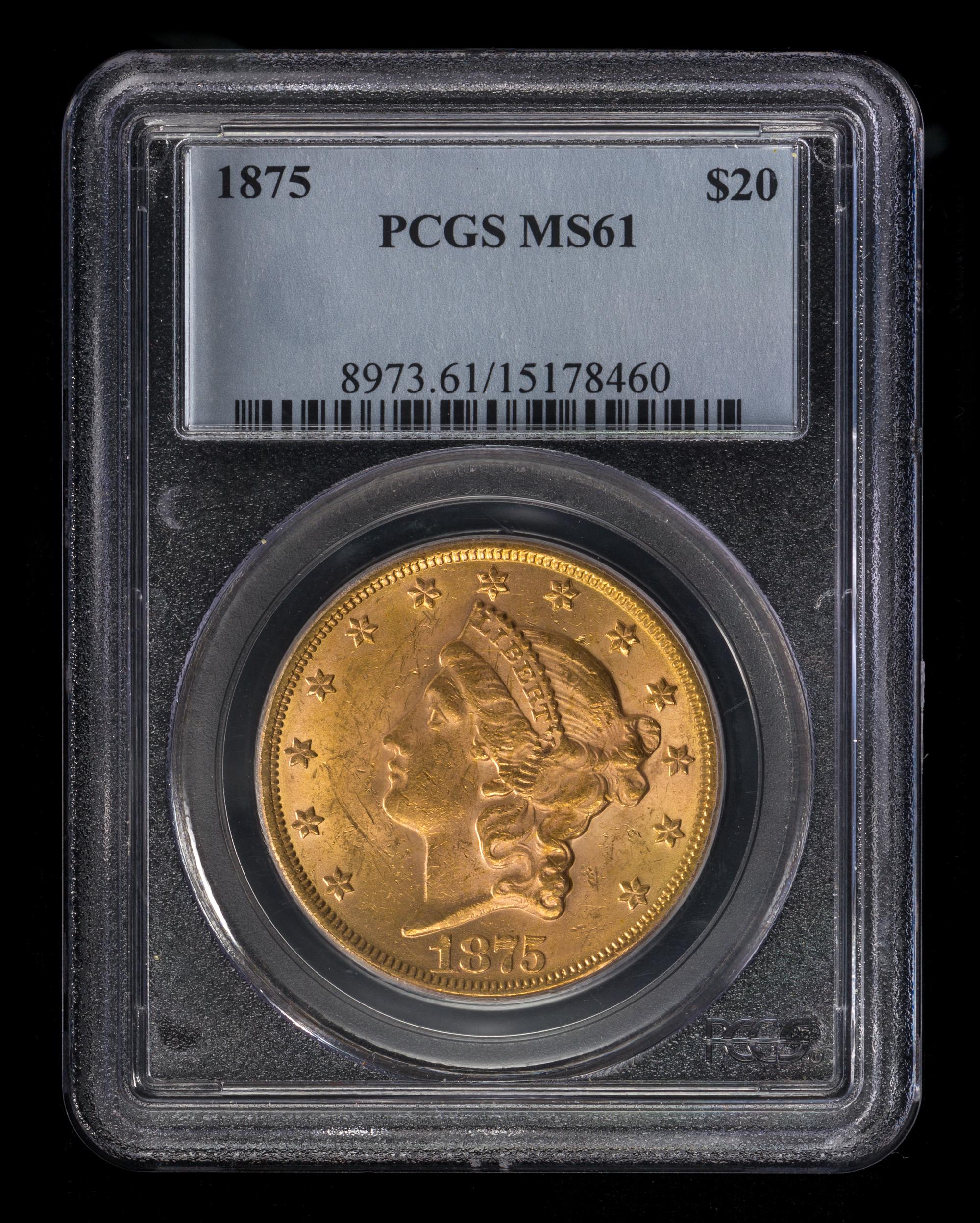 A United States 1875 Liberty Head $20 Gold Coin
