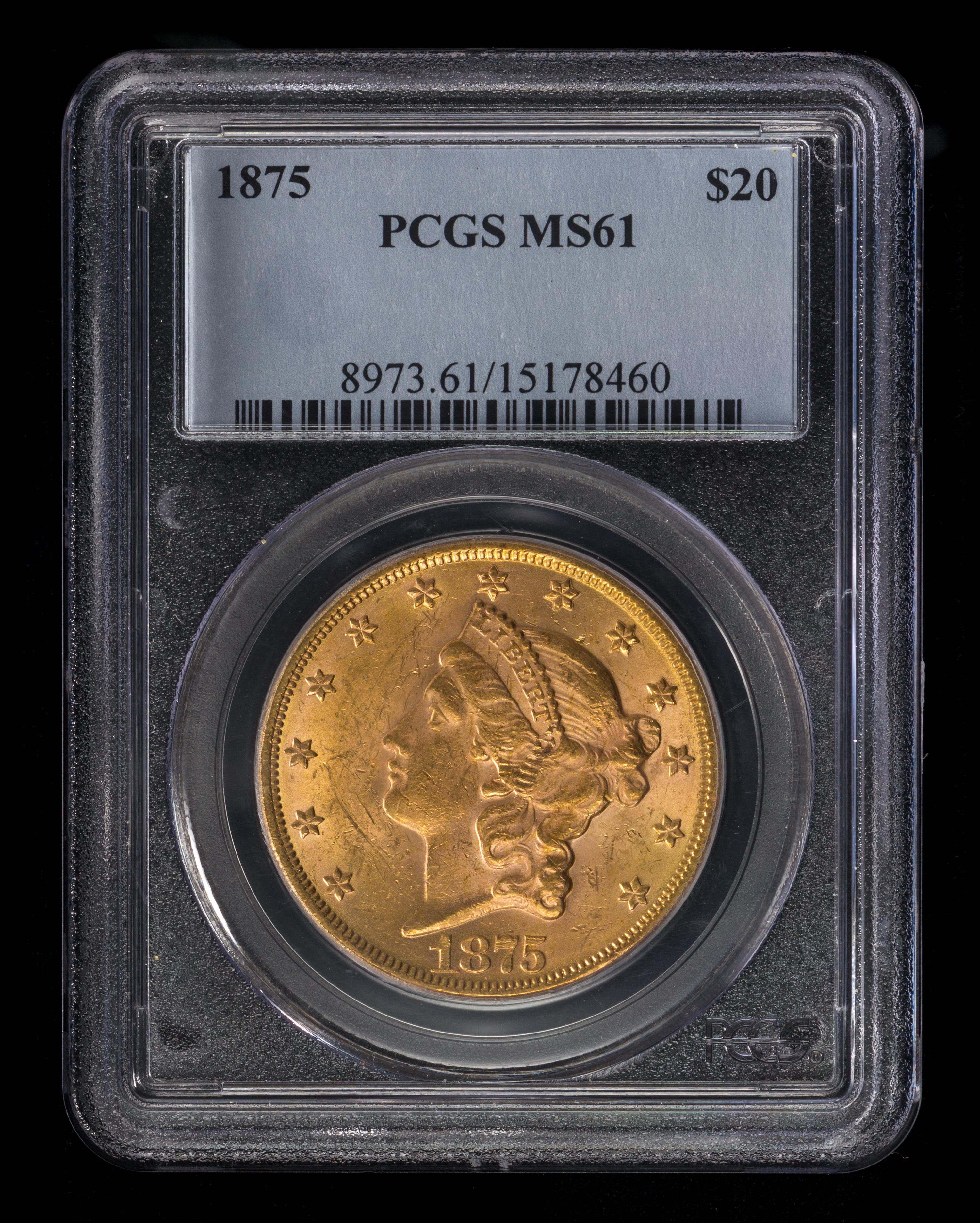 A United States 1875 Liberty Head $20 Gold Coin